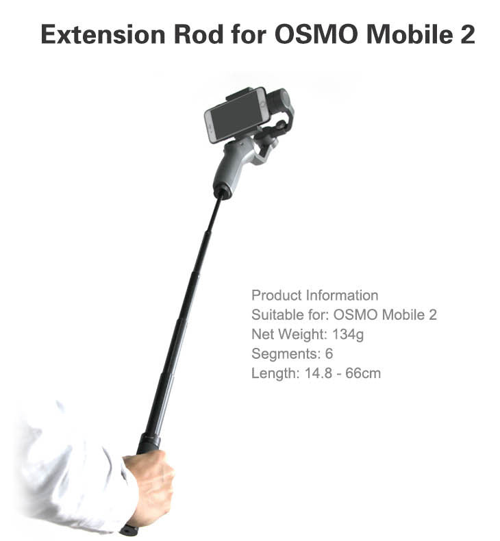 Extension Stick Rod pole Scalable Holder for DJI OSMO Mobile 2/Zhiyun Smooth Q 4 Handheld Smartphone Gimbal Accessories black