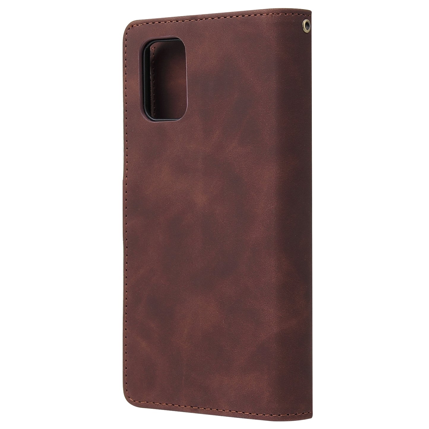 For Samsung A71 Case Smartphone Shell Precise Cutouts Zipper Closure Wallet Design Overall Protection Phone Cover Coffee