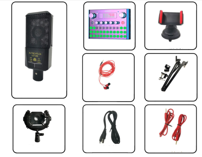 estilo: B - F007plus Equipo especial de transmisión en vivo, tarjeta de sonido, teléfono móvil, computadora, equipo universal de canto de celebridades y micrófono de Internet