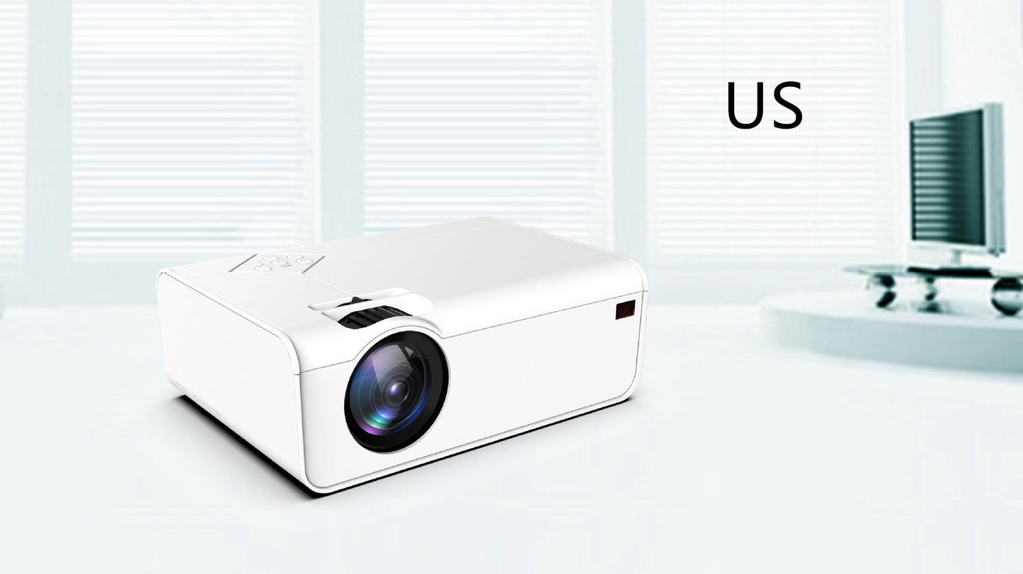 Color: White, Style: Basic-US, Model: - Home Office Android Smart HD Micro Joy Projector