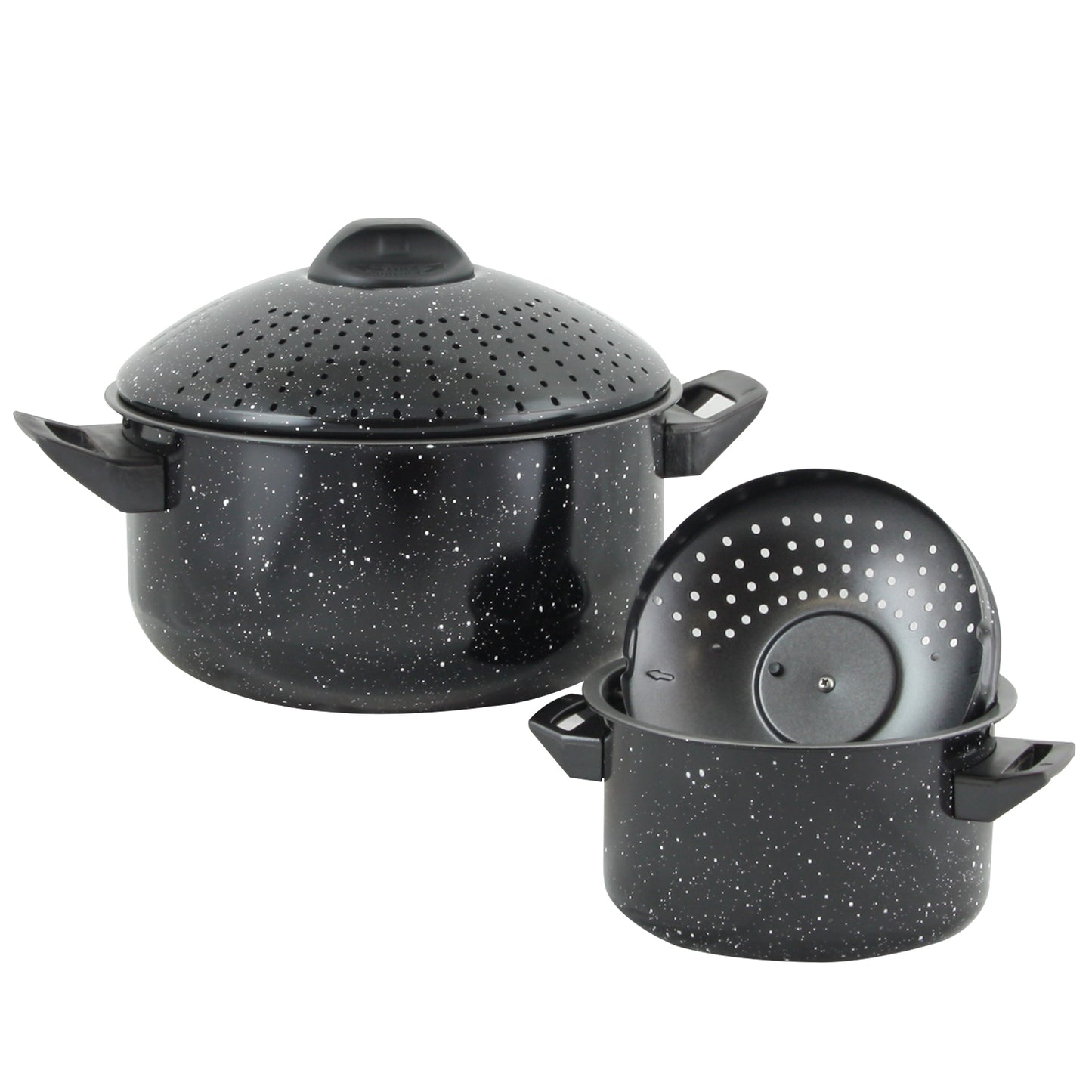 Gibson Home Casselman 4 पीस नॉन-स्टिक पास्ता पॉट सेट काले रंग में बेकेलाइट हैंडल/नॉब के साथ