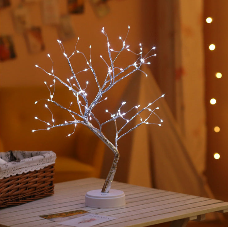 Color: White - Tree Light Touch Switch Pearl Star Night Light