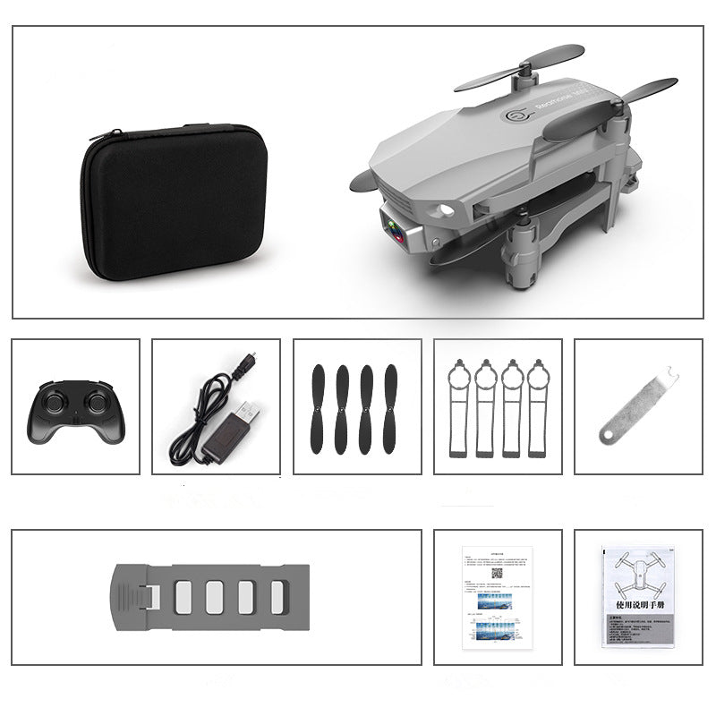 Color: Grey standard and bag - Folding Drone HD 4K Aerial Photography Mini Quadcopter Toy RC Airplane