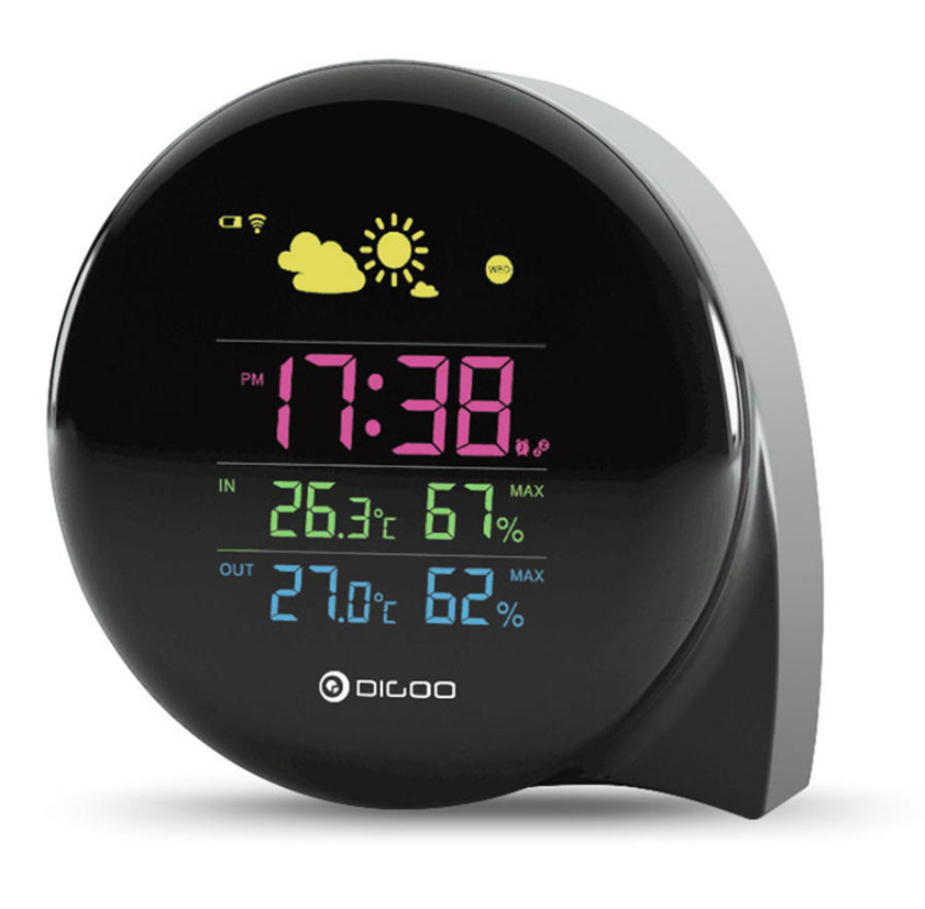 Reloj meteorológico pequeña Q coma pronóstico del tiempo reloj pronóstico del tiempo reloj reloj inteligente