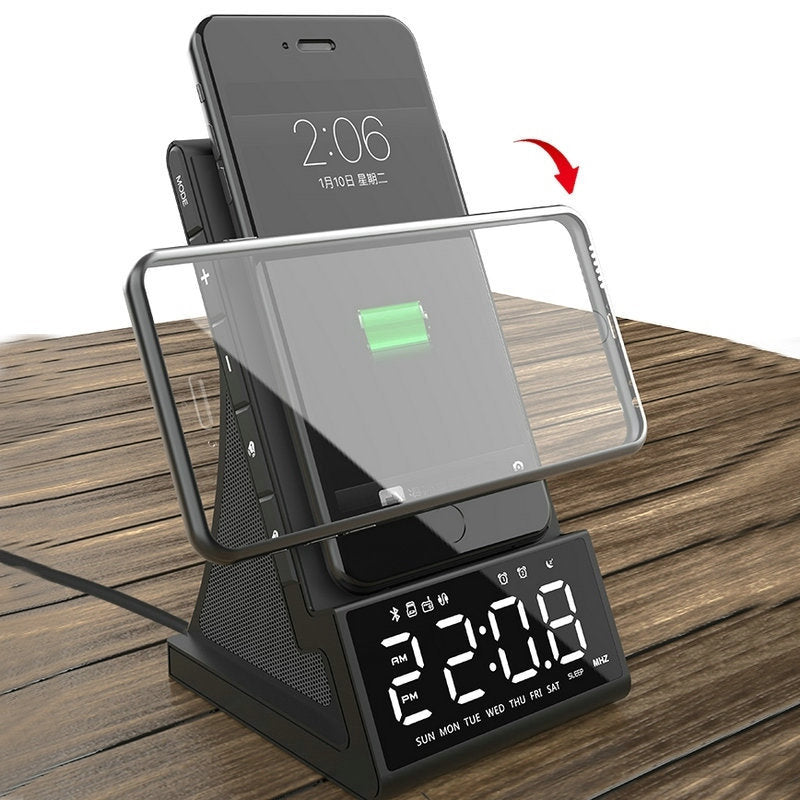 Reloj despertador LED con altavoz Bluetooth de carga inalámbrica