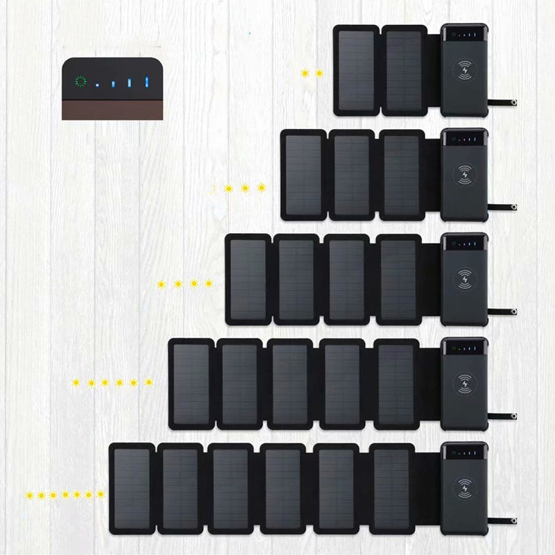 Color: 6 fold - Detachable Solar Power Bank Wireless Charging