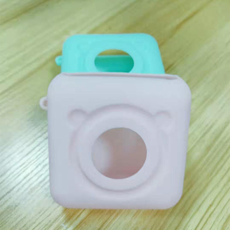 Modelo: carcasa protectora, color: rosa - Mini impresora térmica inalámbrica Bliuetooth Impresora de etiquetas adhesivas de papel