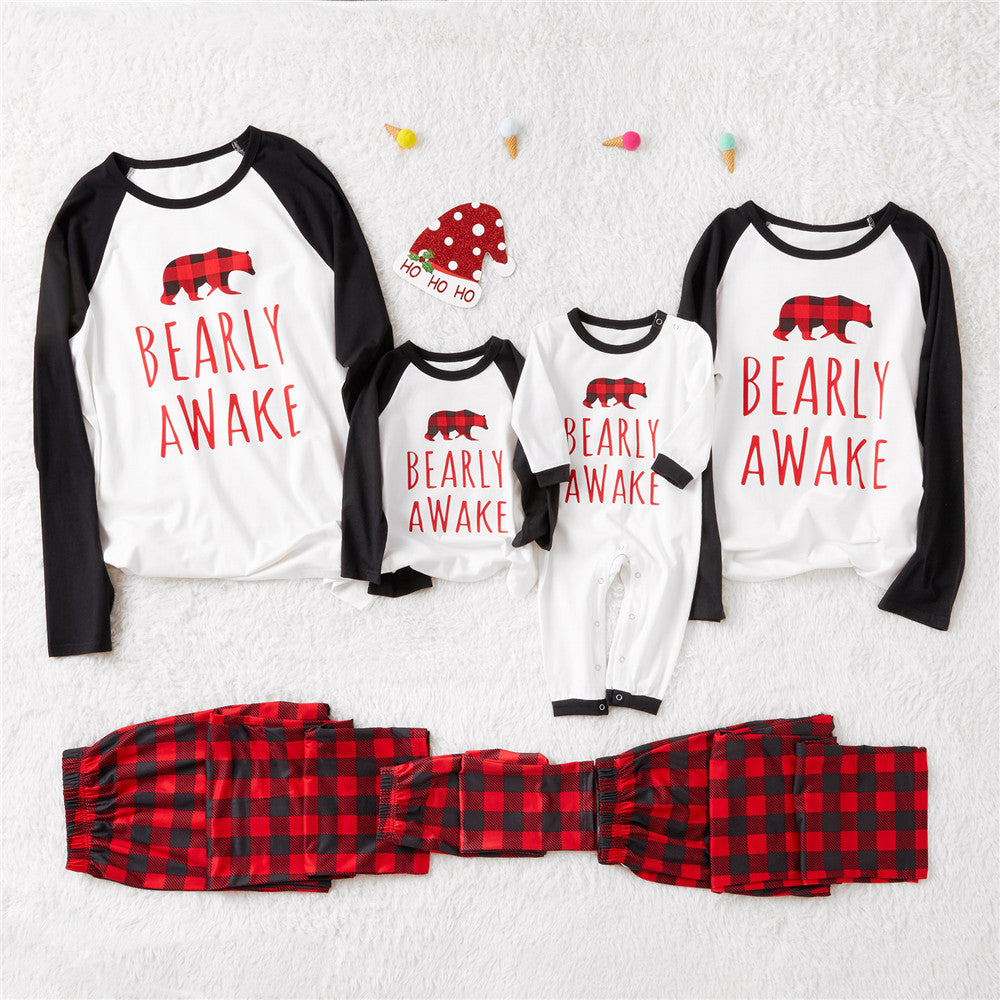 Color: white, Size: 60-6 9M, style: - Christmas plaid parent-child
