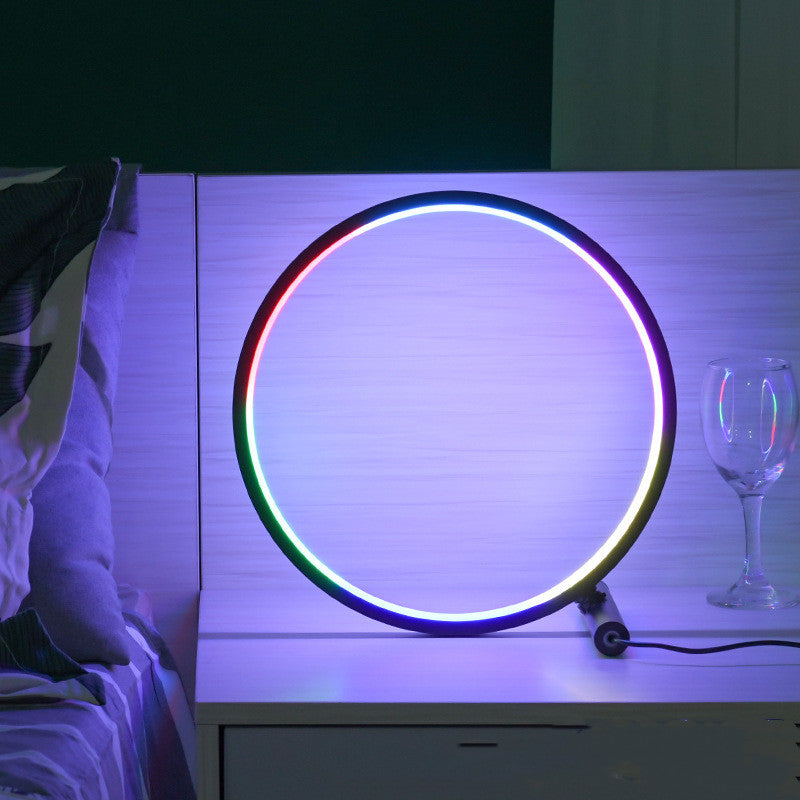 Color: Black, style: A-USB, Electrical outlet: - Nodic Circle Light Usb Color Changing Led Cct Rgb Minimalist Table Lamp