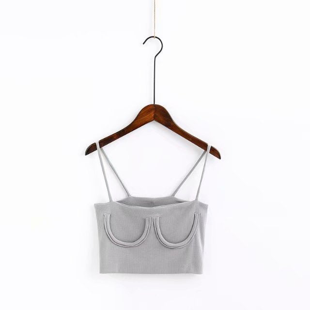 style: A, Color: Grey-One size, Size: - Women's Fashion Simple And Versatile Crescent Camisole