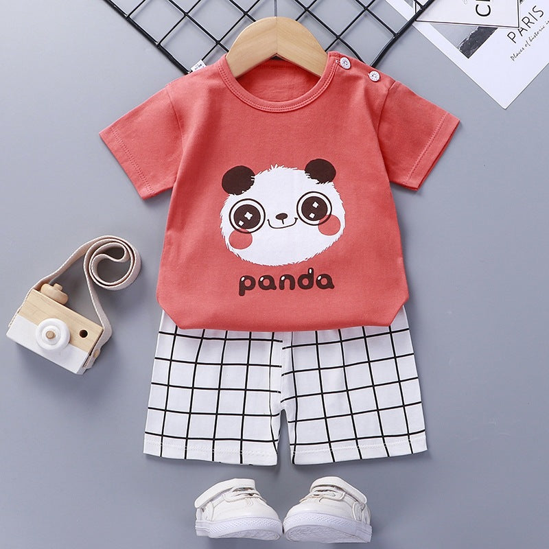 style: A, Child size: 73cm - Thin Section Girls Boys Short-sleeved Western-style Baby Half-sleeves