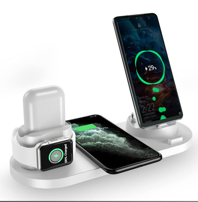 Color: blanco, estilo: A - Compatible con, cargador inalámbrico tres en uno para teléfono móvil Auricular Bluetooth Reloj Cargador multifunción de escritorio