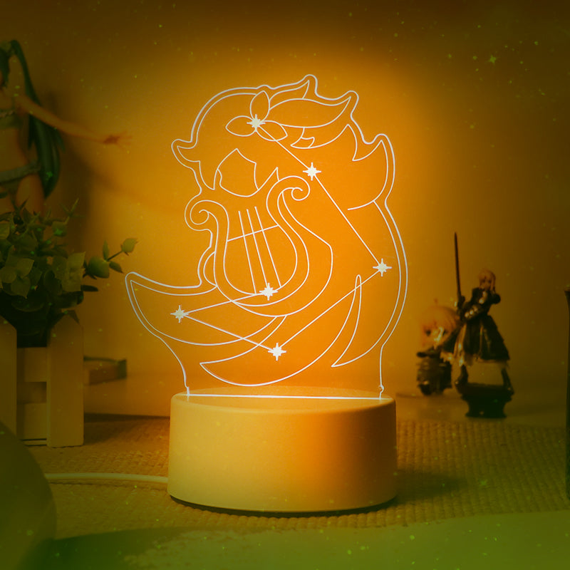 Color: A, style: 7 Clolors - Game engraved Qingqing Wendy Kelly Bedroom Bedside Radio Lamp Creative Gift Night Light