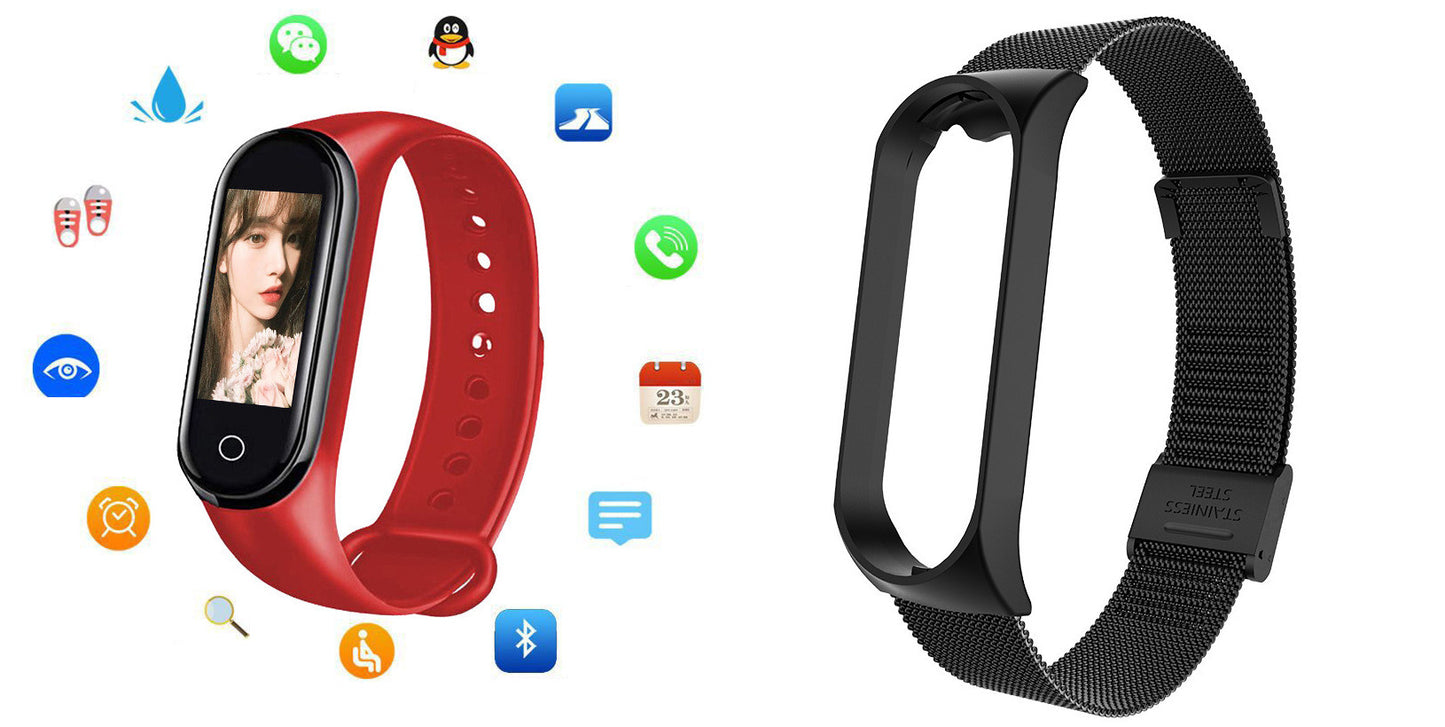 Color: Red and Black - M4s smart bracelet