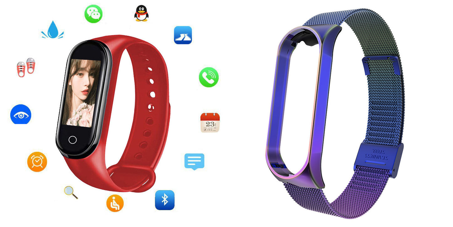 Color: Red and Navy Blue - M4s smart bracelet