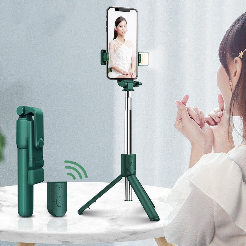Color: Green, style: Beauty - Compatible with Apple, Selfie Stick Mobile Phone Live Broadcast Bracket Integrated Universal Bluetooth Remote Control Tripod