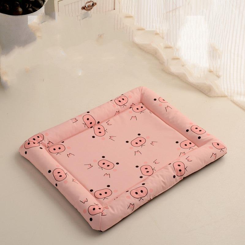Color: Piggy Square Mat, Size: M - Dog Mats, Sleeping Mats Round Kennels Four Seasons Waterproof Non-Hairy Pet Supplies Summer Cat Litter Mats For Sleeping
