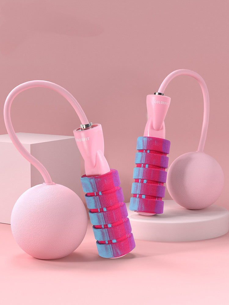 estilo: Bola grande rosada inalámbrica - Cuerda de saltar sin cuerda Bola de rodamiento de peso Ejercicio Fitness Mujer Interior Doble propósito Cuerda de saltar inalámbrica