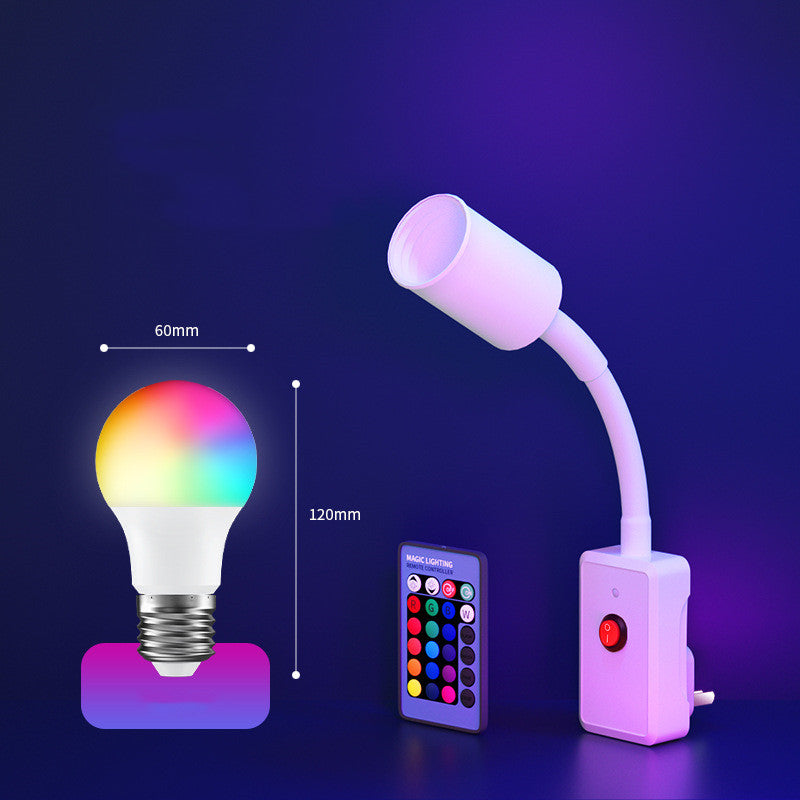 Color: Two plug version 5W bulb, power: 220V US - Photograph Led Bedroom Atmosphere Light Remote Control Color-Changing Vibrato Fill Light Selfie Purple Atmosphere Lighting Night Light