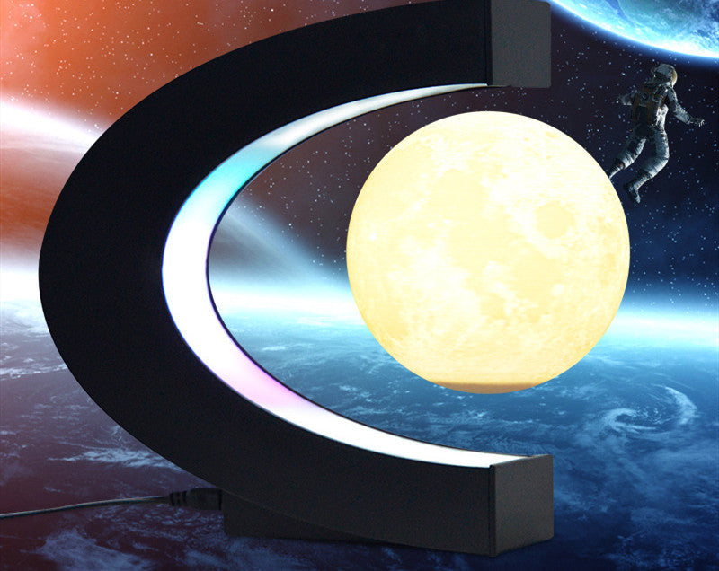 Color: White, Size: 3.5inch-US, power: - Magnetic Levitation Moon Night Light Office And Home Creative Levitation Ornaments Gifts Can Be Customized One Piece Drop-Off