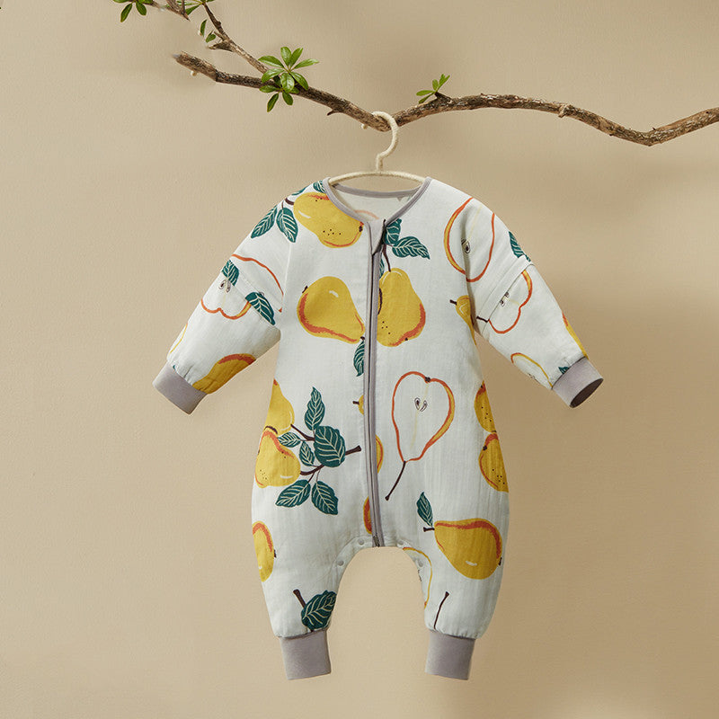 Color: Yellow, style: Before4After2-90cm, Child size: - Baby Dandelion Gauze Split-leg Sleeping Bag