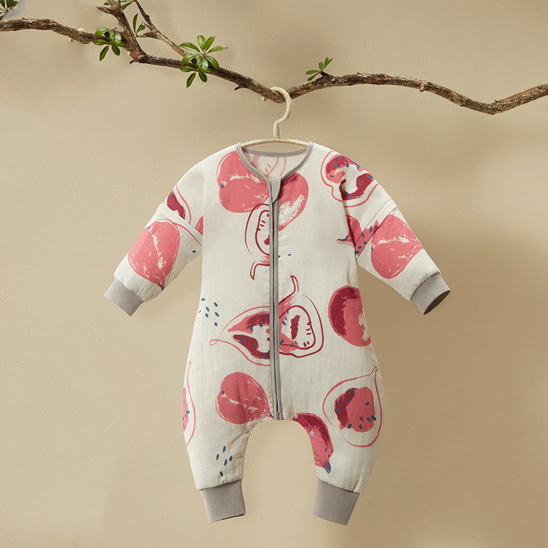 Color: Red, style: Before4After2-100cm, Child size: - Baby Dandelion Gauze Split-leg Sleeping Bag