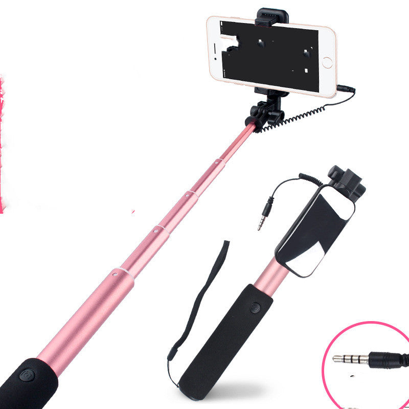 Color: Rose Gold, Model: Android - Compatible with Apple , Selfie Stick Mobile Phone Selfie Stick Aluminum Alloy