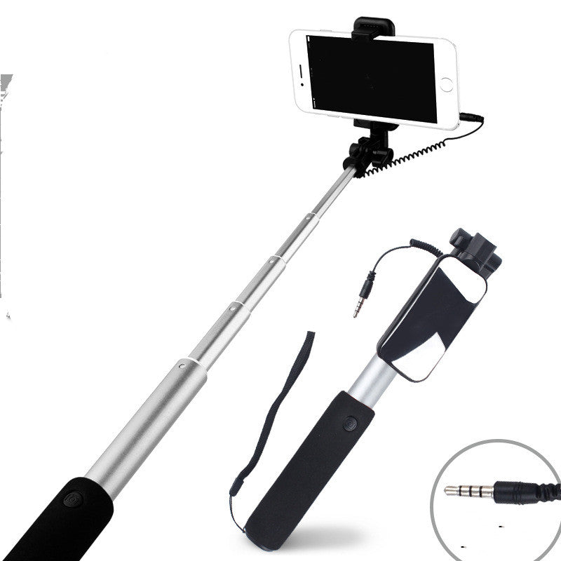 Color: Grey, Model: Android - Compatible with Apple , Selfie Stick Mobile Phone Selfie Stick Aluminum Alloy