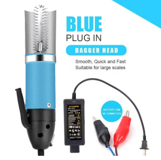 Specifications: Plug in, Color: Blue-US, style: - Electric Fish Skin Deslagger Fishscale Scraper Seafood Tools