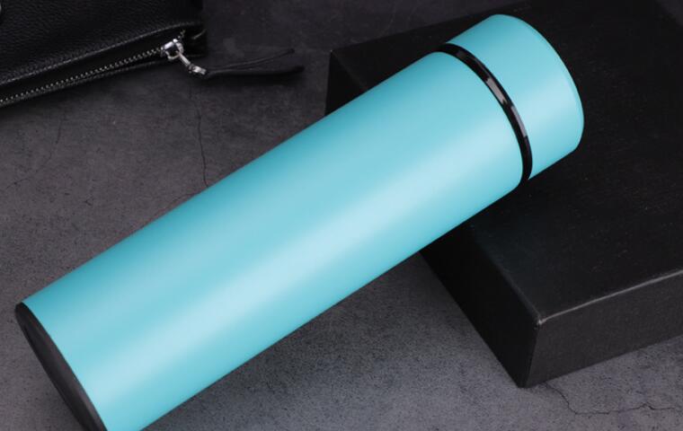 Color: Light blue - Intelligent Bottle Stainless Steel Insulated Bottle Cup Temperature Display Vacuum Flask Coffee Mug