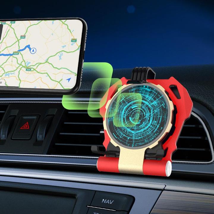 Estilo: Soporte para automóvil - Iron Man Metal QI Cargador inalámbrico Soporte Cargador de teléfono móvil de escritorio para iPhone X Samsung S9 S8 10W Almohadilla de carga rápida