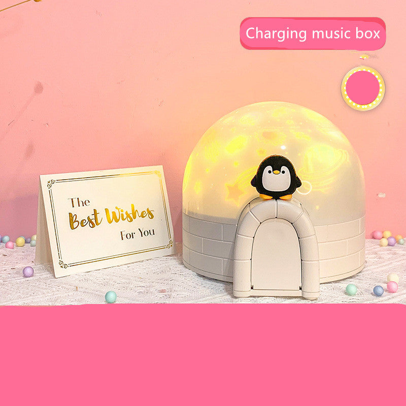 Style: Penguin Music Box - Bluetooth 3D Smart Aurora Lgloo Star Projection Light