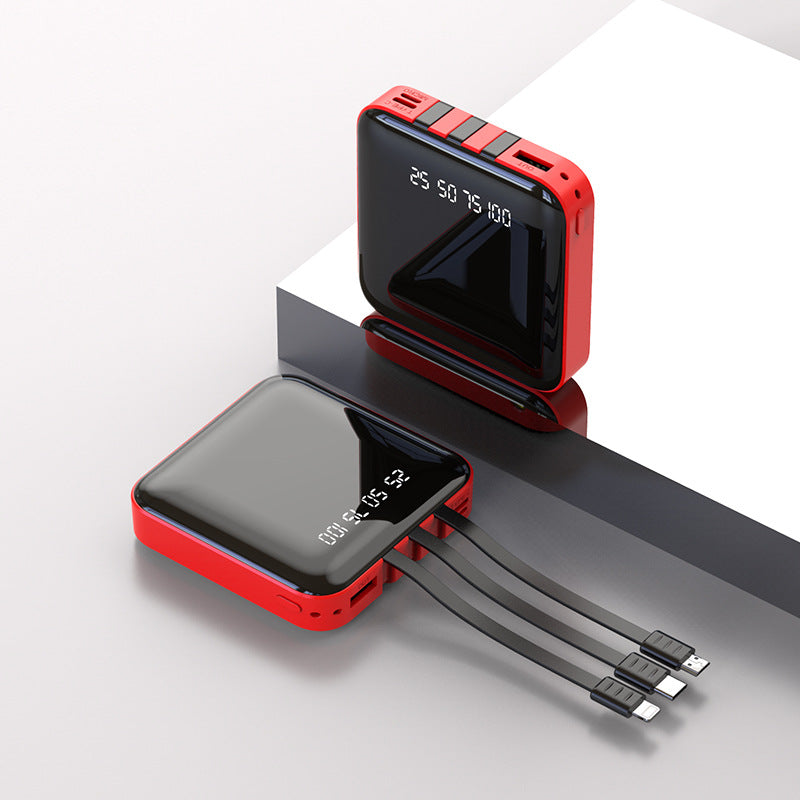 Color: Red, Style: 10000 mAh - Mini creative own cable power bank