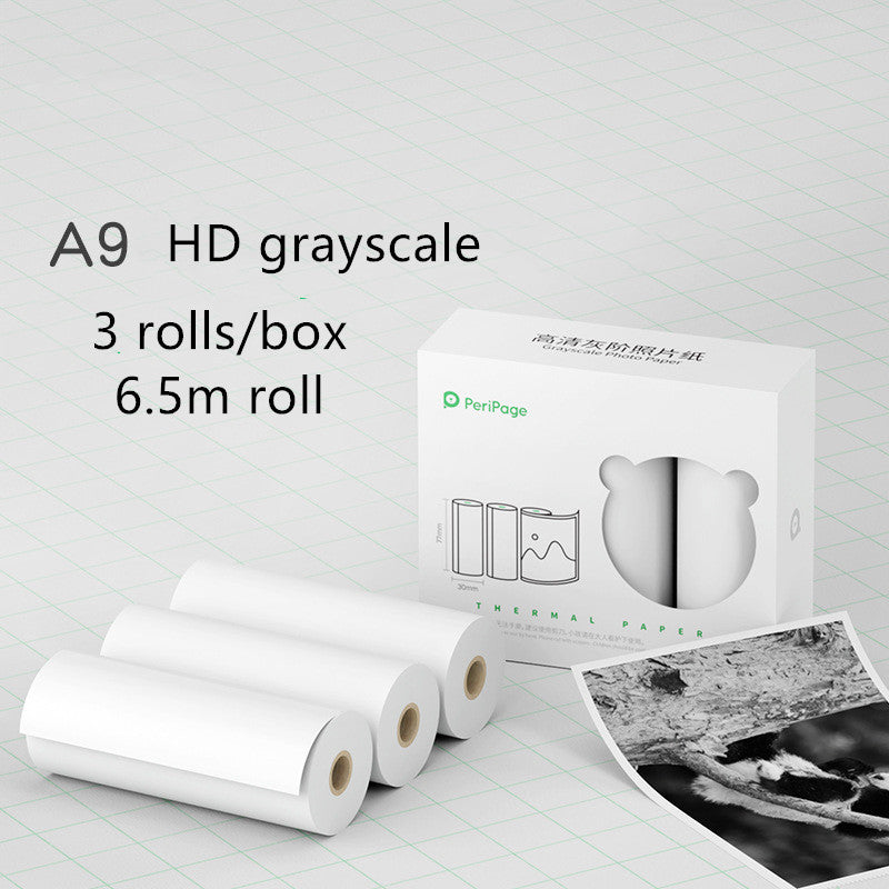 Model: 6.5m 3 rolls set, Color: Grey - Mini Bliuetooth Wireless Thermal Printer Paper Sticker Label Printer