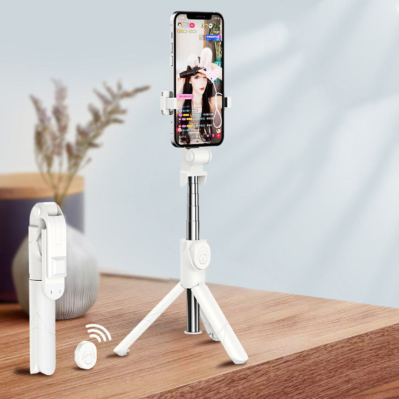 Color: Blanco - Anti-vibración Selfie Stick, Soporte en vivo para teléfono móvil, Self-photo Stick