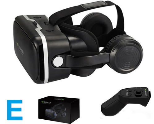 estilo: E - Original VR Shinecon Gafas De Realidad Virtual 120 Fov 3D Gafas Google Carton Con Auriculares Estéreo Caja Para Smartphone