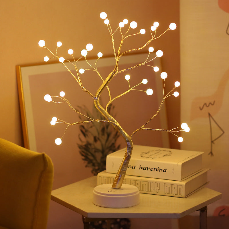 Color: Pearl 2pcs - Tree Light Touch Switch Pearl Star Night Light