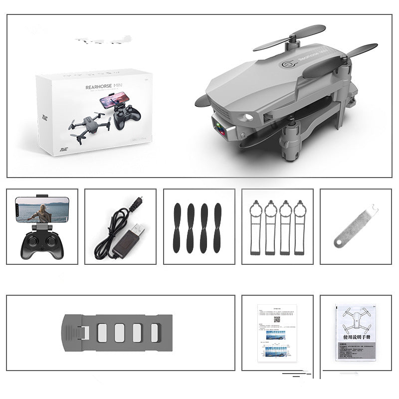 Color: Grey 4K dual camera - Folding Drone HD 4K Aerial Photography Mini Quadcopter Toy RC Airplane
