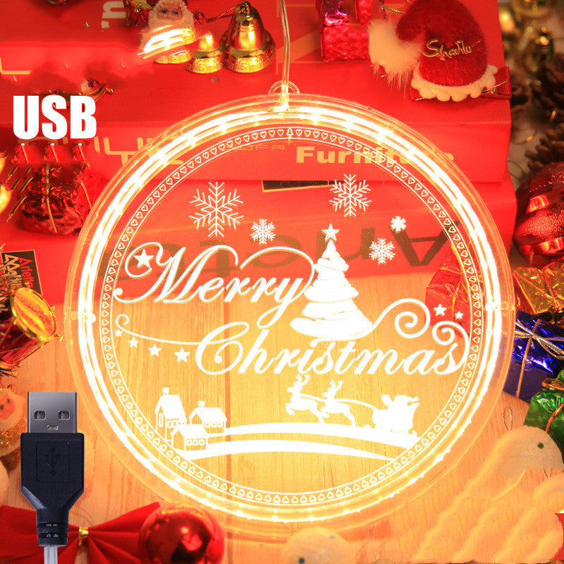Style: Merry Christmas - Led String Lamp Single 3d Hanging Lamp Christmas Home Decor