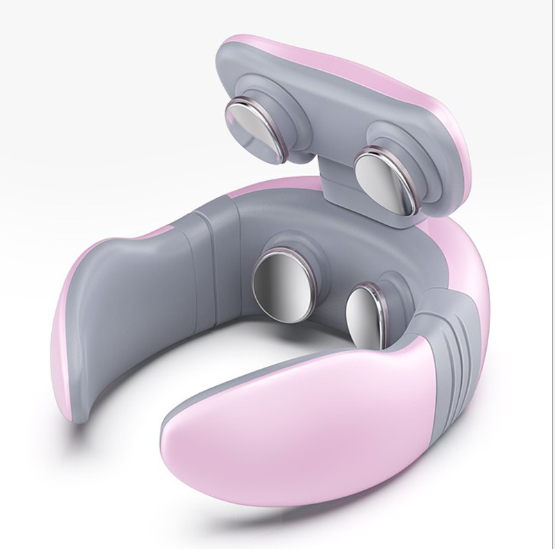 Color: Pink2 - Smart Electric Pulse Back and Neck Massage 4 Heads Pain Relief Tool Health Care Relaxation Cervical Vertebra Physiotherapy