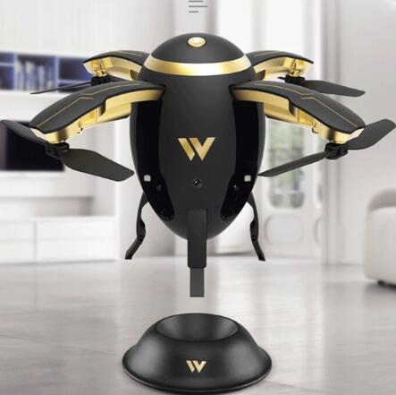 Estilo: Con cámara, Color: Negro-Wifi30w, Modelo: - Dron de huevo transformable inalámbrico G-Sensor plegable RC Quadcopter W5 Aircaft