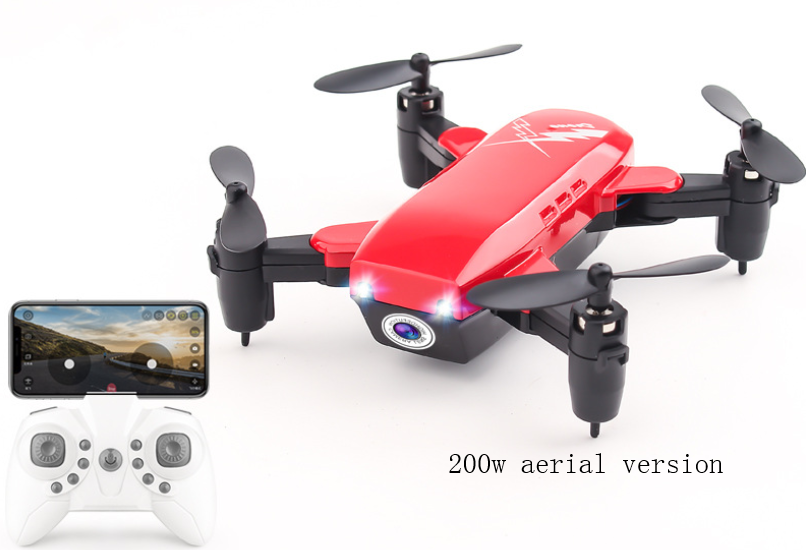 Color: Red, Style: 200w aerial version - D9 mini folding four-axis aircraft fixed height drone WIFI real-time aerial remote control aircraft s9