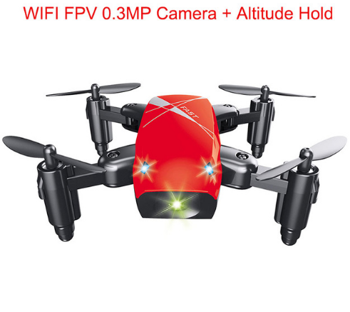 Color: Red, style: Camera - Micro Foldable RC Drone 3D Bearing Steering Wheel Remote Control Quadcopter Toys With Camera WiFi APP Control Helicopter Dron Kids Gift