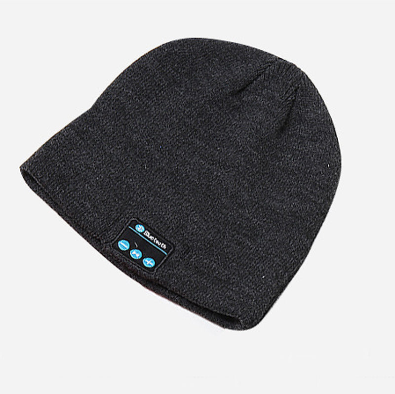Wireless bluetooth knitted hat calls music stereo - Color: Dark gray