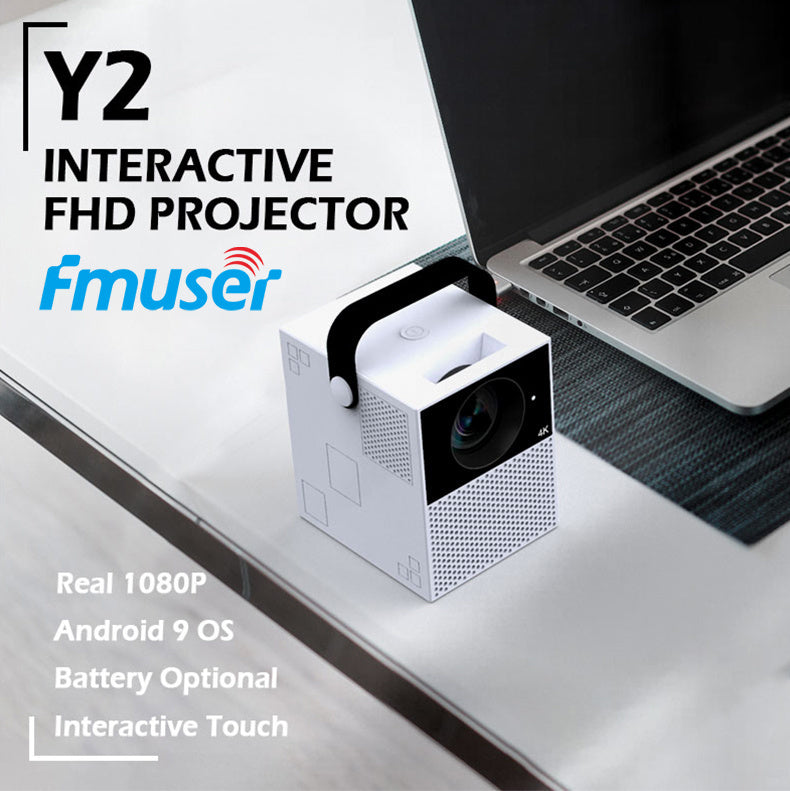 FMUSER Y2 Portable Interactive 4K 1080P Projector; Smart WIFI Mini Android TV Home Led Video Game Movie Outdoor Camping Proyector Beamer support HDMI; AV input