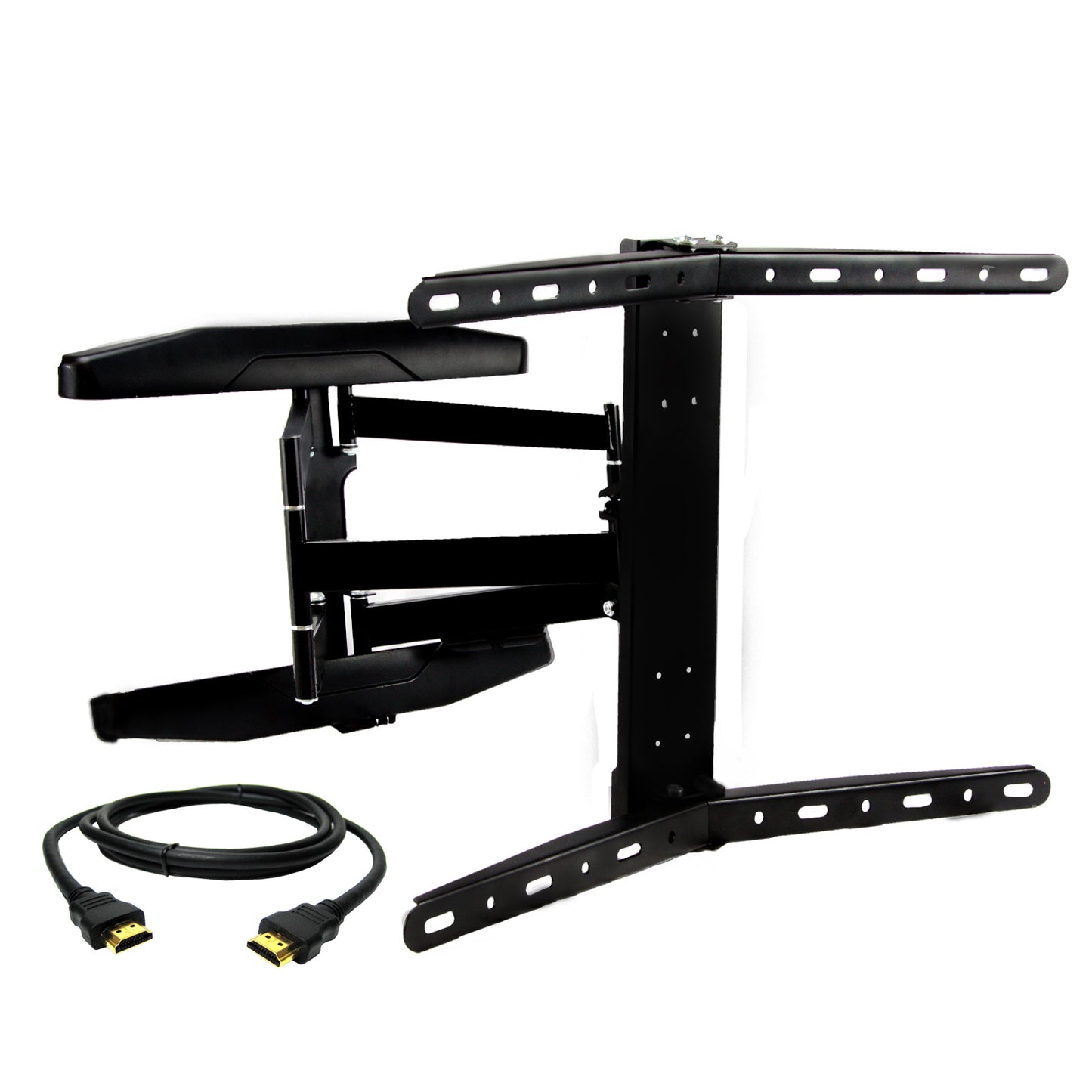 MegaMounts Soporte de pared de movimiento completo para pantallas curvas de 32 a 70 pulgadas con cable HDMI