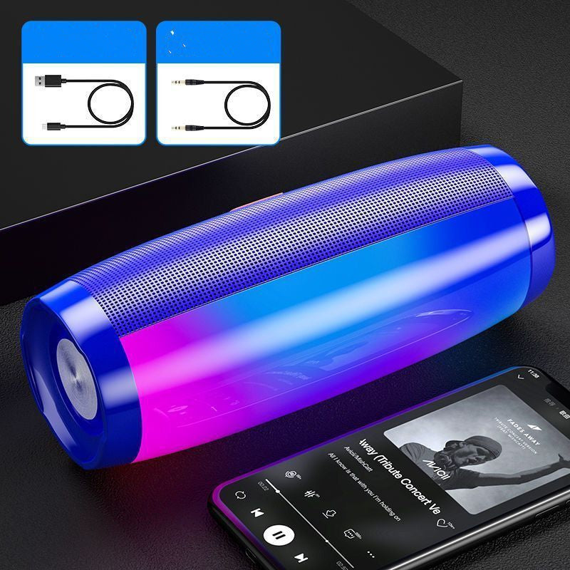 Color: Ultimate blue lights, style: Highend version of the chargi - Colorful Lights Bluetooth Speaker High Volume Audio Subwoofer