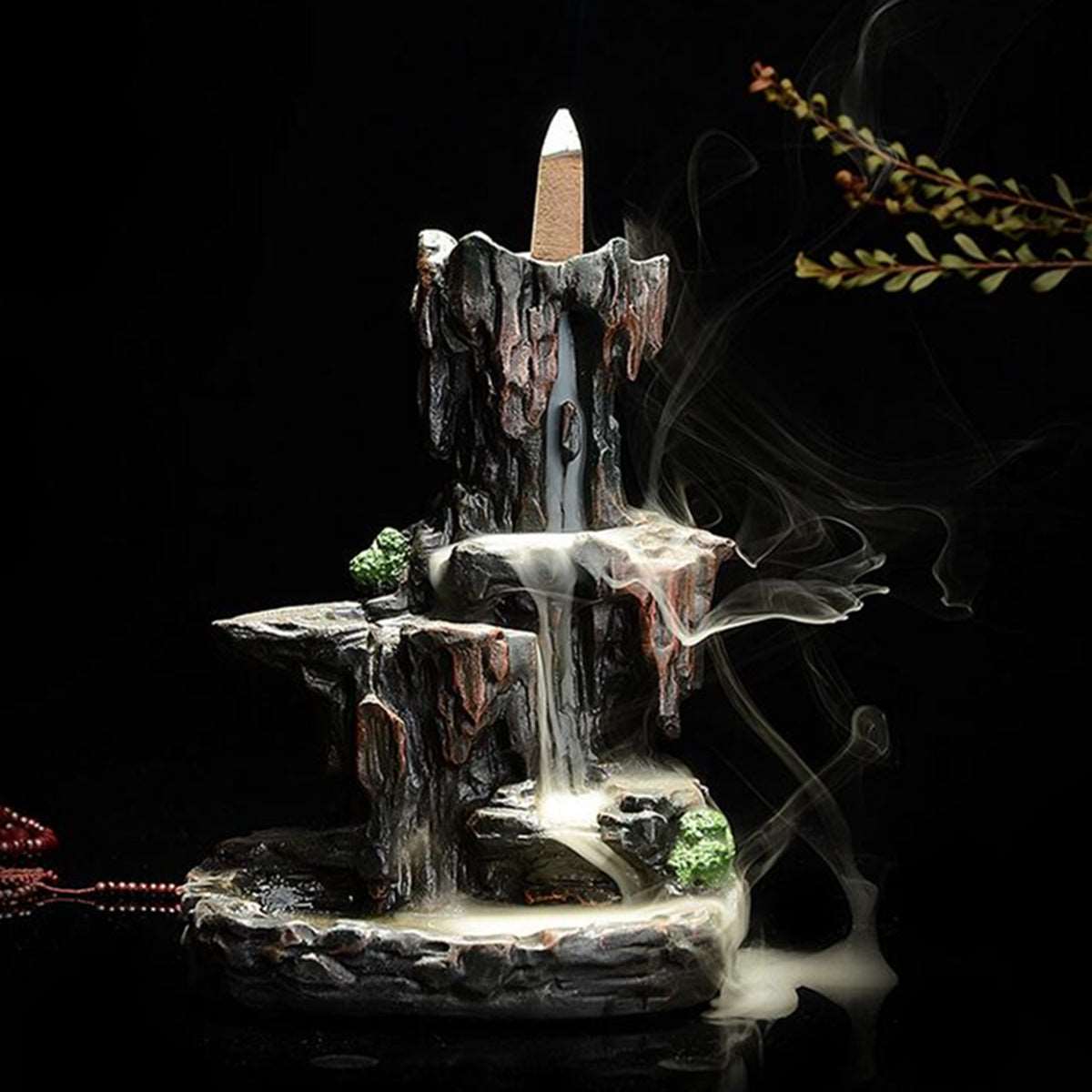 Backflow Incense Cone Burner Censer Holder Mountain Waterfall Stream Home Fragrant Furnace Decor