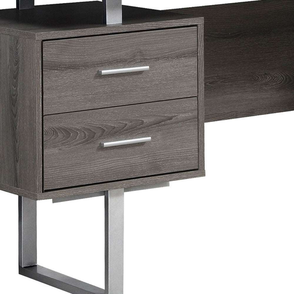 24" Taupe Rectangular Computer Desk With Three Drawers