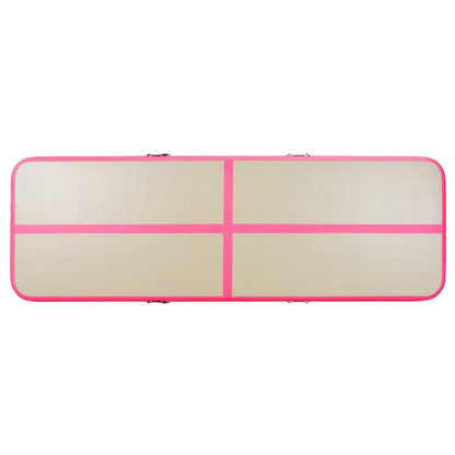 vidaXL Inflatable Gymnastics Mat with Pump 275.6"x39.4"x3.9" PVC Pink